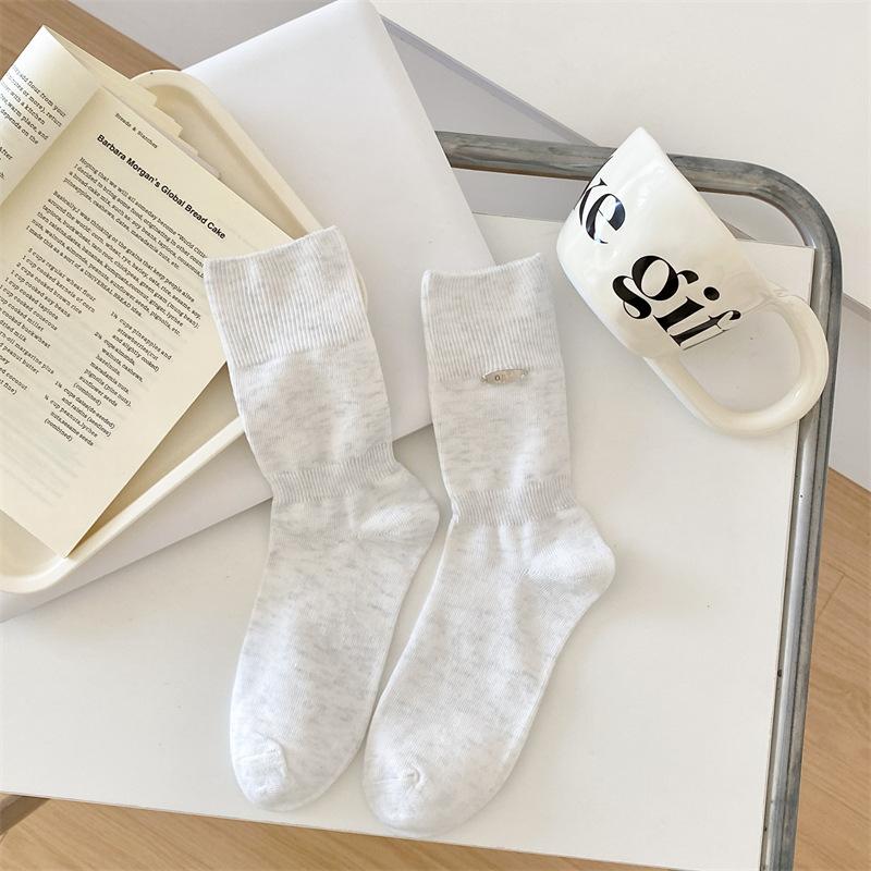 Women's Mid-calf Socks, Cotton Socks, Versatile Pile Socks