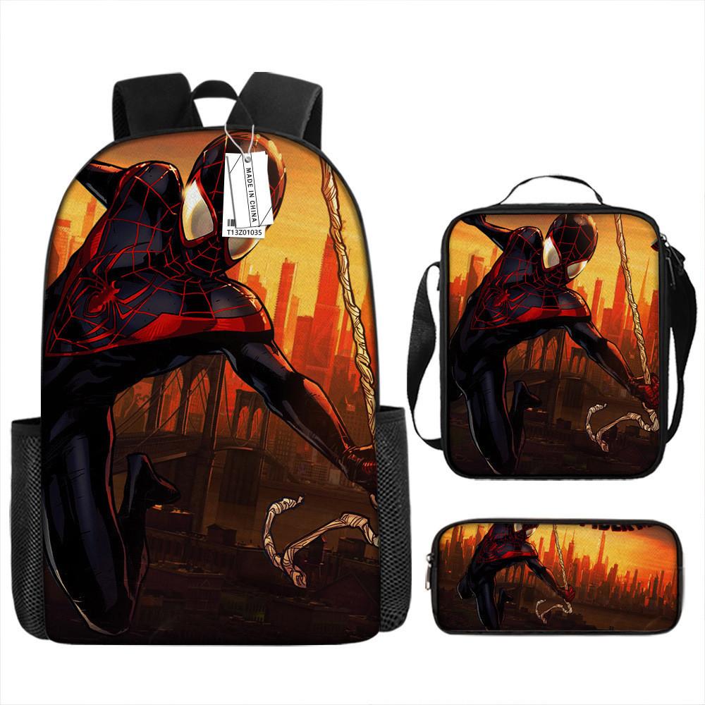 Spiderman School Backpack Set With Oxford Fabric Breathable Waterproof For Kids