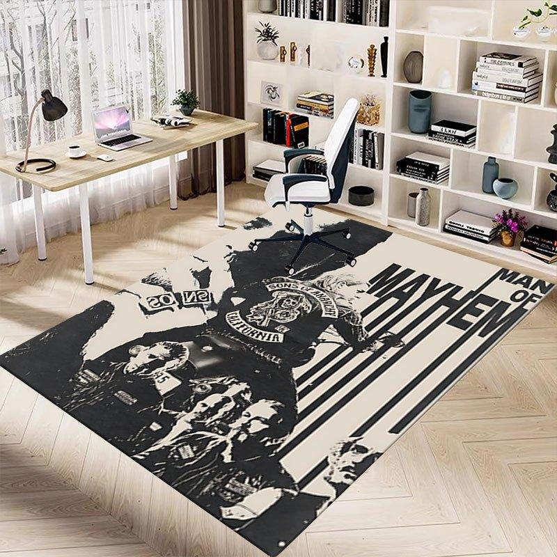 1pc Sons of Anarchy themed Office Carpet Chair Mats - durable polyester rug for home theater, office, dorm room decor - tA53