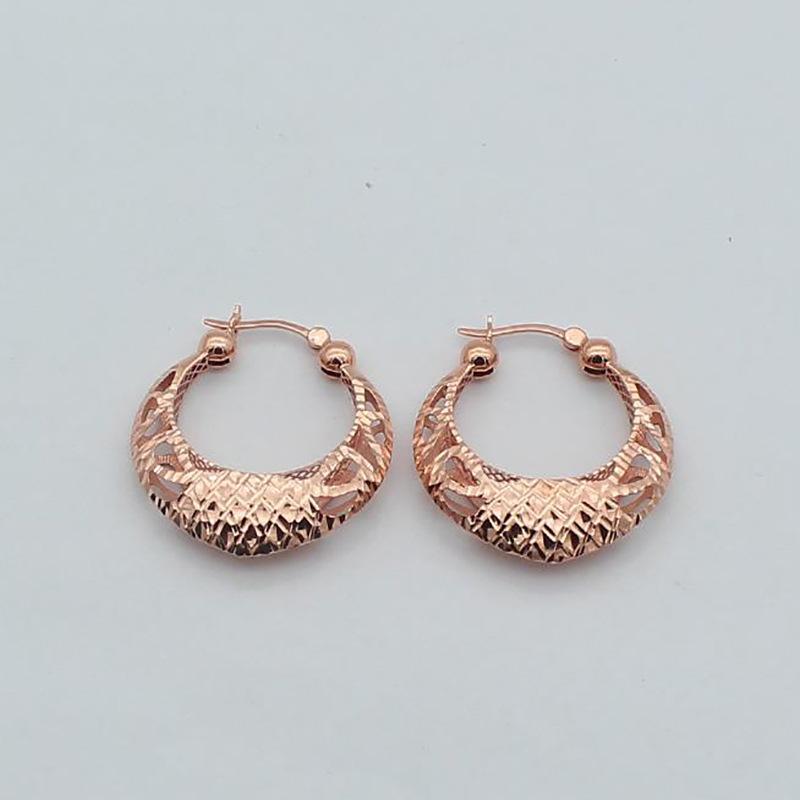 Exquisite Russian 585 Purple Gold Personalized Hollow Earrings Rose Gold Plated Fashion Pattern Bead Earrings For Girlfriend