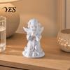 Fine Texture Gypsum Art Resin Cherubs Figurine, White Angel Statue, Garden Praying Cherub Sculpture, Shelf Decor Indoor Outdoor Home Decoration, Cute