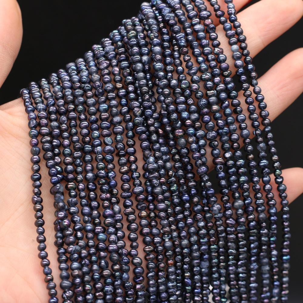 1String, Black Natural Potato Shape Pearls Beads, 2-3mm, for DIY Necklaces Bracelets Accessories, Jewelry Making, Birthday, Wedding, Party Gift 36cm