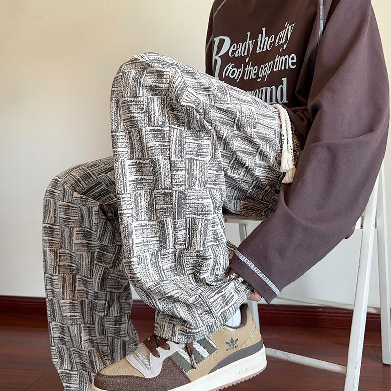 VUUG Men's Plaid Loose Fit Casual Pants