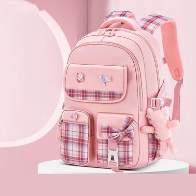 Ergonomics School Students Girls Checkered Backpack Large Capacity Waterproof