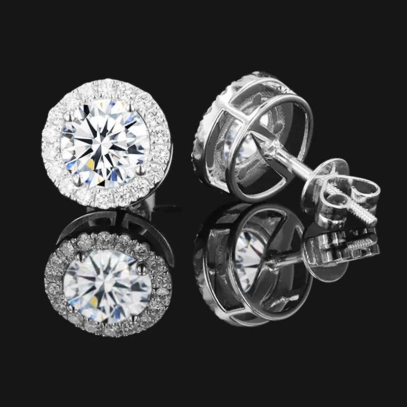 

Серьги-гвоздики из стерлингового серебра, классические женские круглые серьги с крошечным кубическим цирконом около 1,2 карата, серьги с муассанитом, модные ювелирные украшения