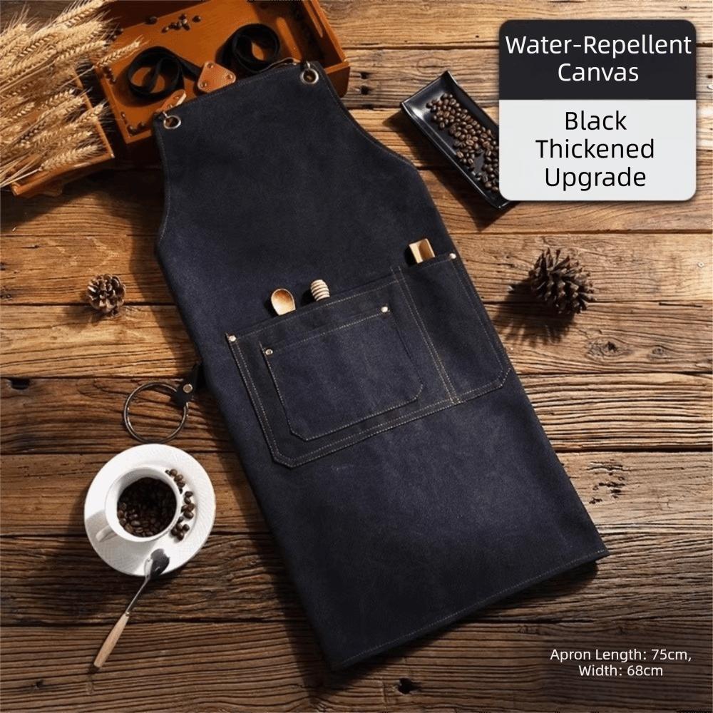 Multi-purpose Adjustable Canvas Apron Waterproof Large Pockets Chef Aprons Oil-proof Gardening Apron BBQ Camping чёрный
