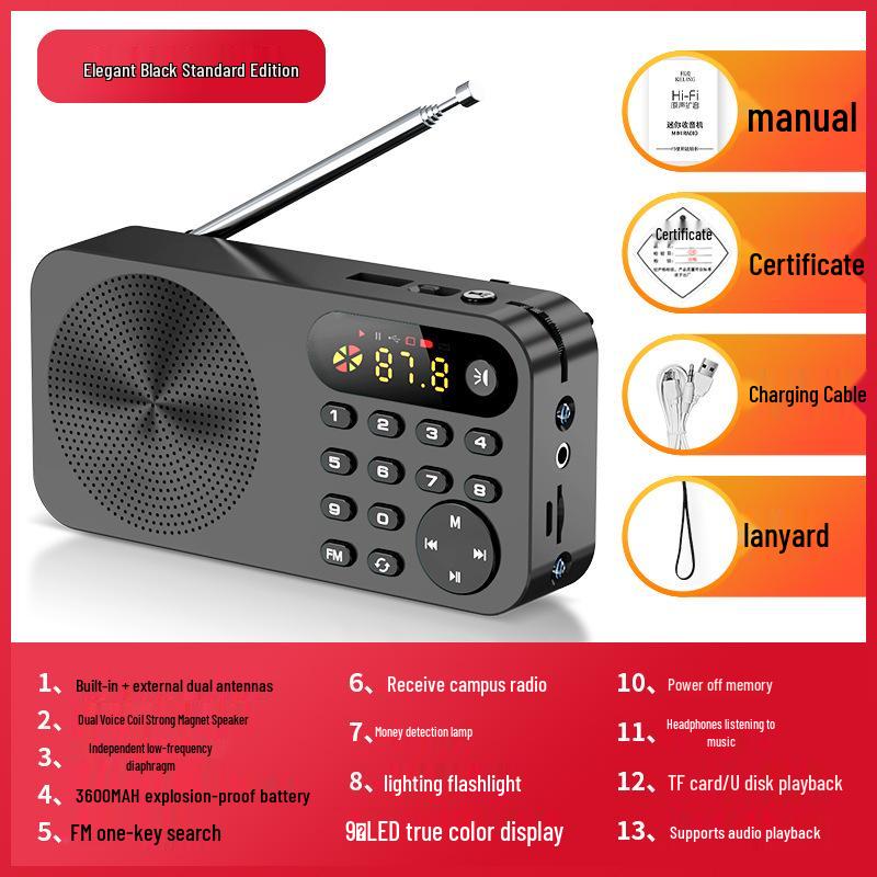 Keling Portable Rechargeable FM Radio & Music Player with Storytelling & Opera Functions
