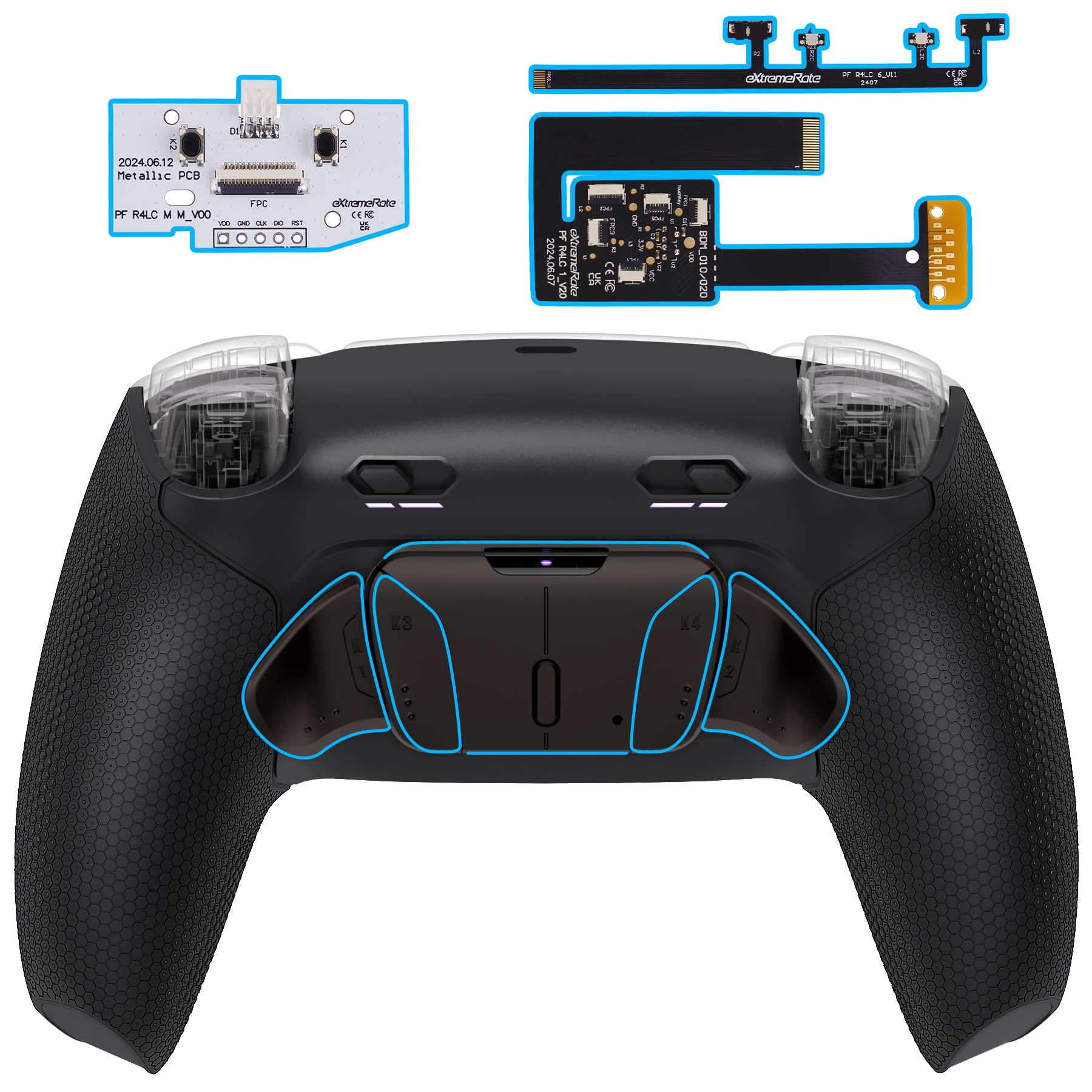

eXtremeRate RISE4 MAX RMB Back Paddle Kit Compatible with PS5 Controller with Clicky Trigger Stop Rubber Remappable Real Metal Back Paddle Kit for