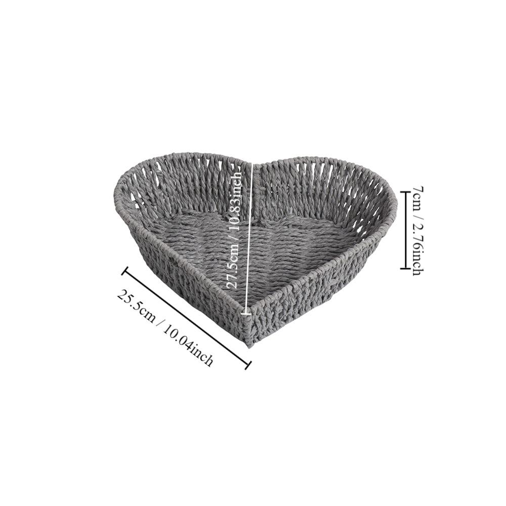2Pcs Multipurpose Fruit Rattan Basket Heart Shaped Vegetable Storage Basket Home Kitchen