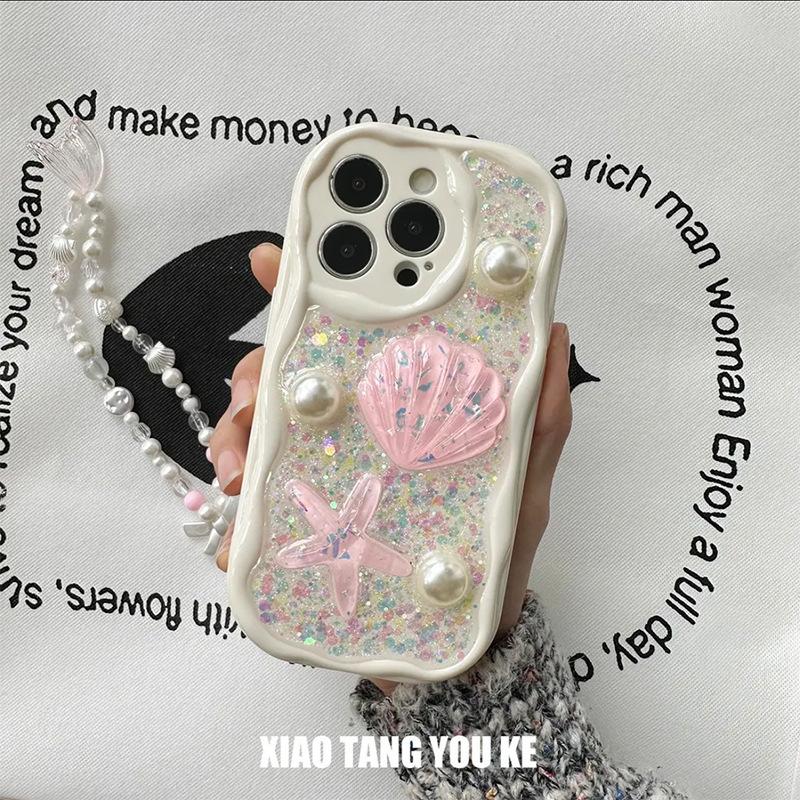 

3D Starfish Shell Sequin Phone Case for IPhone 17 Promax Dropper Glitter for Apple 16 All Inclusive 14 For iPhone 7/8/SE 2020