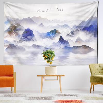Hazy Landscape Painting Tapestry Wall Hanging Bohemian Art Natural Scenery Hippie Tapez Aesthetic Room Home Decor