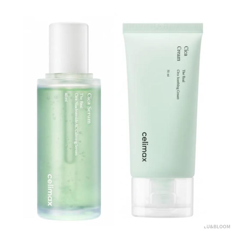 Celimax The Real Cica Essence & Cream Set (Calming Serum 40ml + Soothing Cream 50ml) (+Free gift)