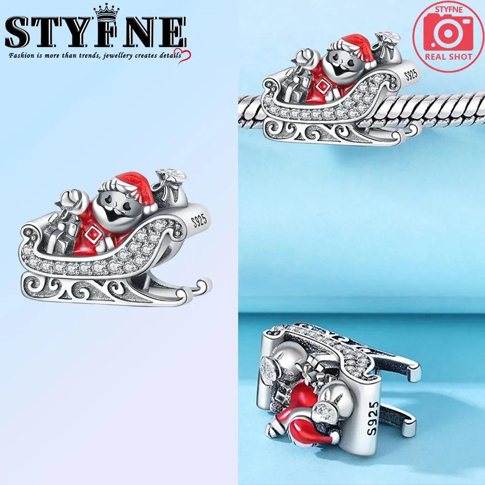 Charms Plata Originalesr Christmas Red Gift Beads For Charm Copper Bracelet Beads Jewellery Making Women'S Gift