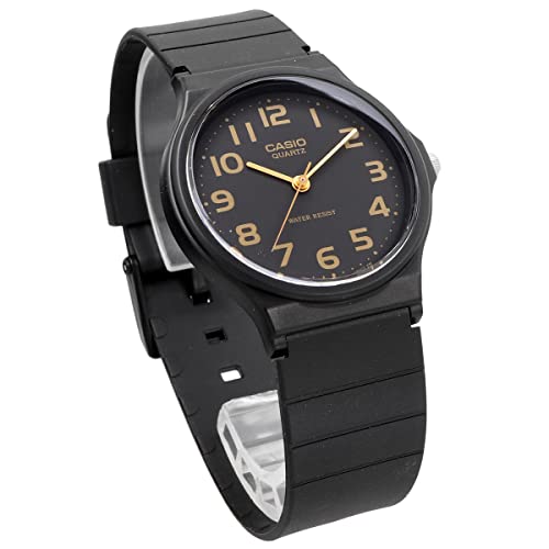Casio Relógio Analógico MQ-24-1B2L / -24UC-3B com Pulseira de Uretano, Unissex, Preto com Árabes Dourados ou Verde Fosco, Importado.