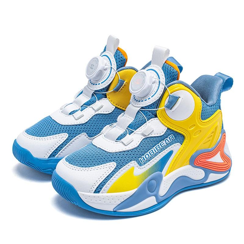 

HobiBear Баскетбольні кросівки для хлопчиків із сітчастою пружиною та обертовою пряжкою Дихаюче та зручне спортивне взуття для дівчат із подвійною сіткою 40 синій