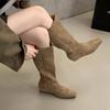 Inward High-pointed Suede High Boots, 2025 Autumn/winter New Korean Version of Retro Fashionable Niche Slimming Boots