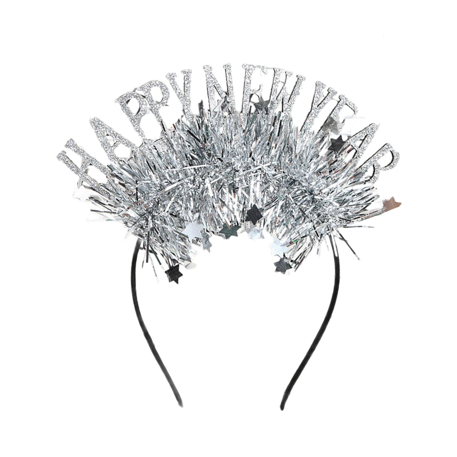 

New Year Party Cool Costume Headband Christmas Headwear Photo Props Tinsel Karaoke Party Headwear Cosplay Accessories серебряный