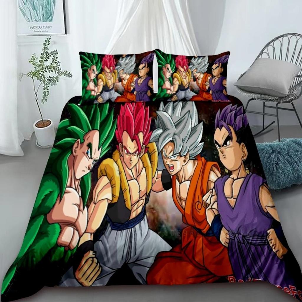 2026 Hot Sale Japanese Anime Dragon Ball Son Goku Bedding Set Quilt Cover Twin Full Bedroom Bed Decor for Teens Best Gifts