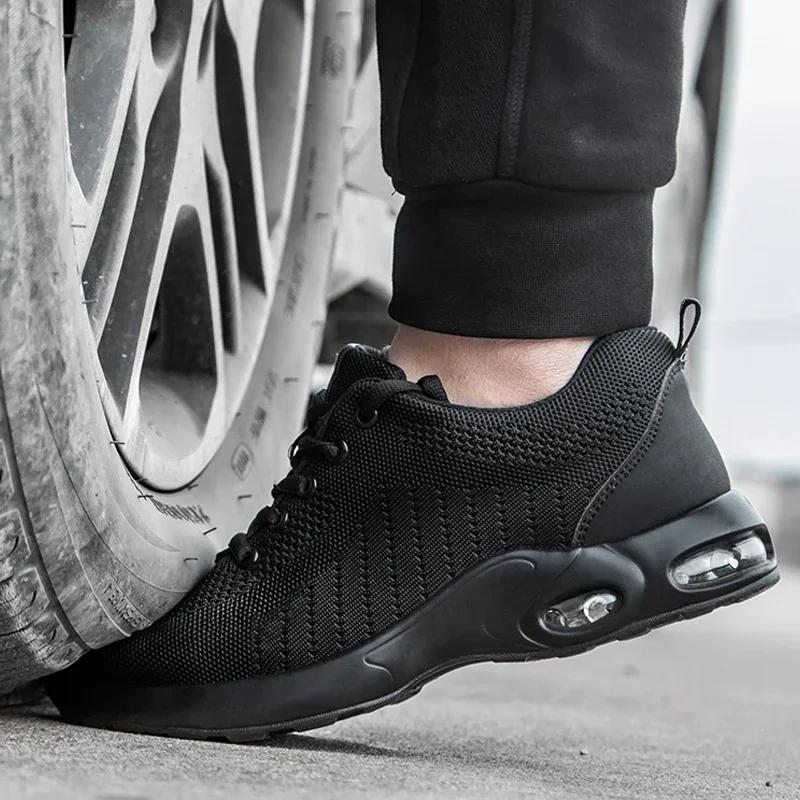 Letní vzduchový polštář pracovní bezpečnostní obuv pro muže ženy prodyšné pracovní tenisky obuv s ocelovou špičkou bezpečnostní ochranná obuv proti propíchnutí