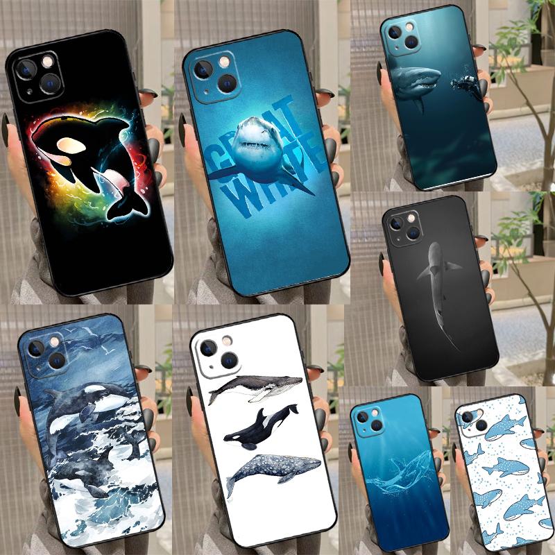 Shark and Killer Whale Phone Case For iPhone 17 16 16E 15 14 12 11 13 Pro Max 12 13 Mini 17Air Shockproof Cover