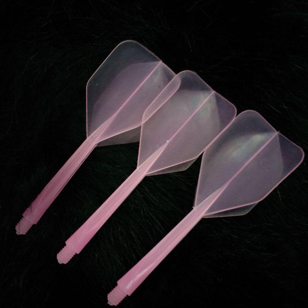 2BA Transparent Integrated Darts Shafts with Feathers, Four-Feather Design, 8cm Long Darts Set