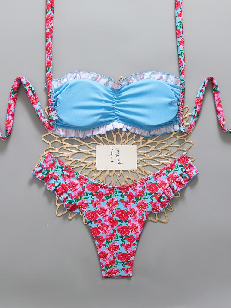 2026 European American Flounce Bandage Bikini Two-Piece Set - Sexy Split Swimsuit
