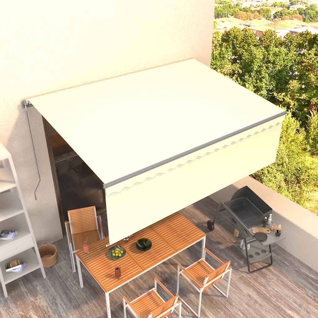 Manual Retractable Awning with Roller Blind 4x3 M Cream