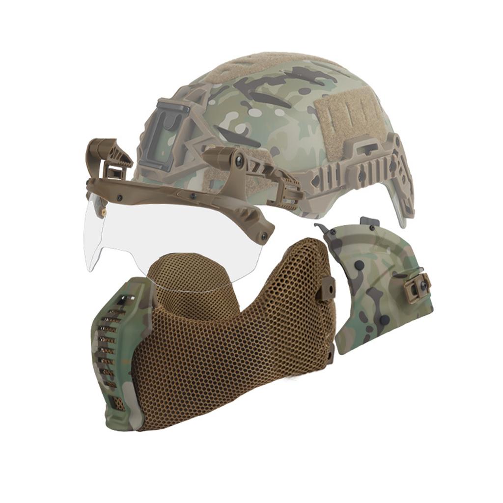 Maschera Airsoft con Occhiali Protezione Integrale Casco Protettivo per Paintball Festa Cosplay