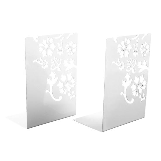 2 Pcs Metal Bookends L-Shaped Reinforced Support Book Holder with Non-Slip Pads