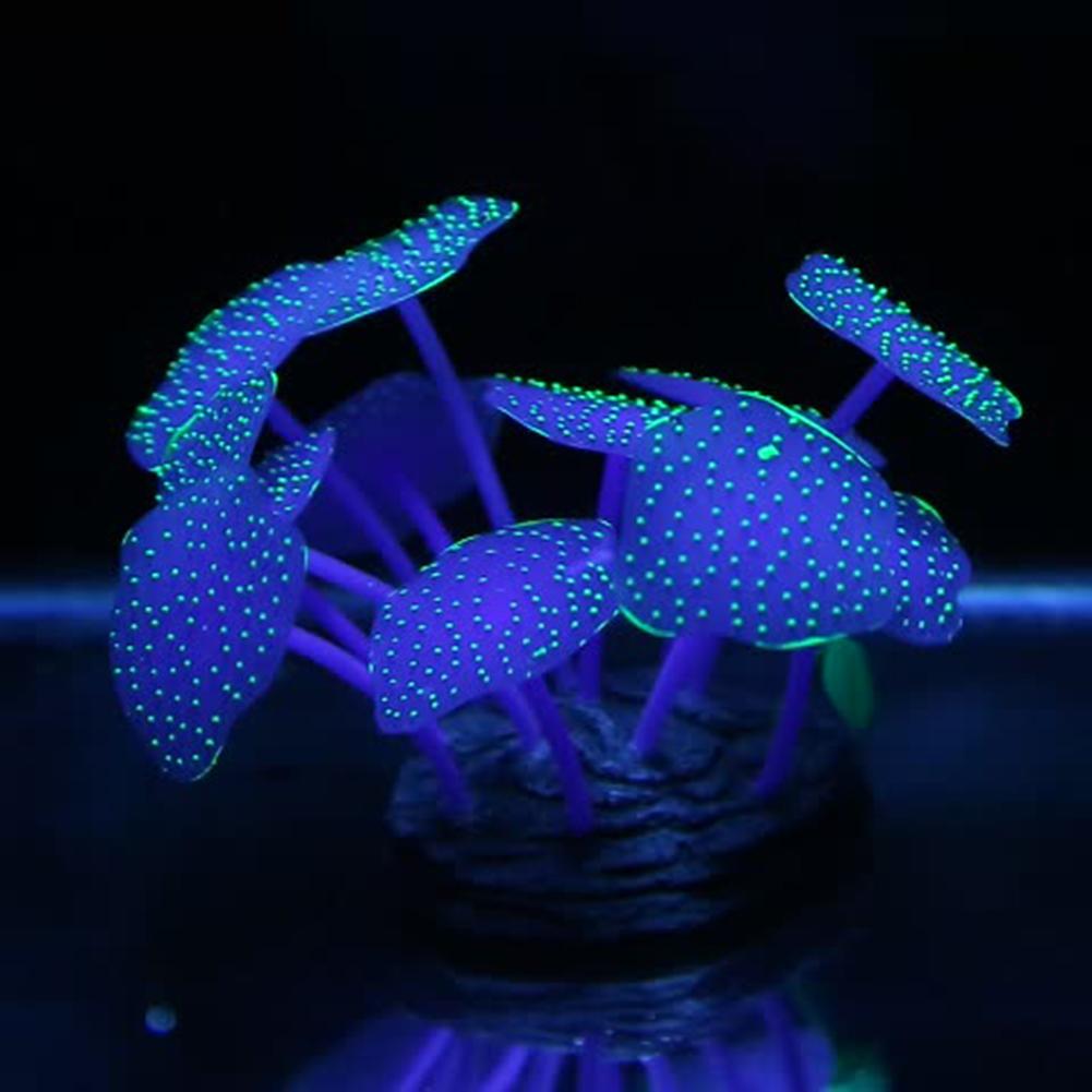 Colorful Silicone Simulation Coral  Ornaments Realistic Mushroom Shape Aquarium Fishbowl Glowing Crafts Landscaping Jewelry