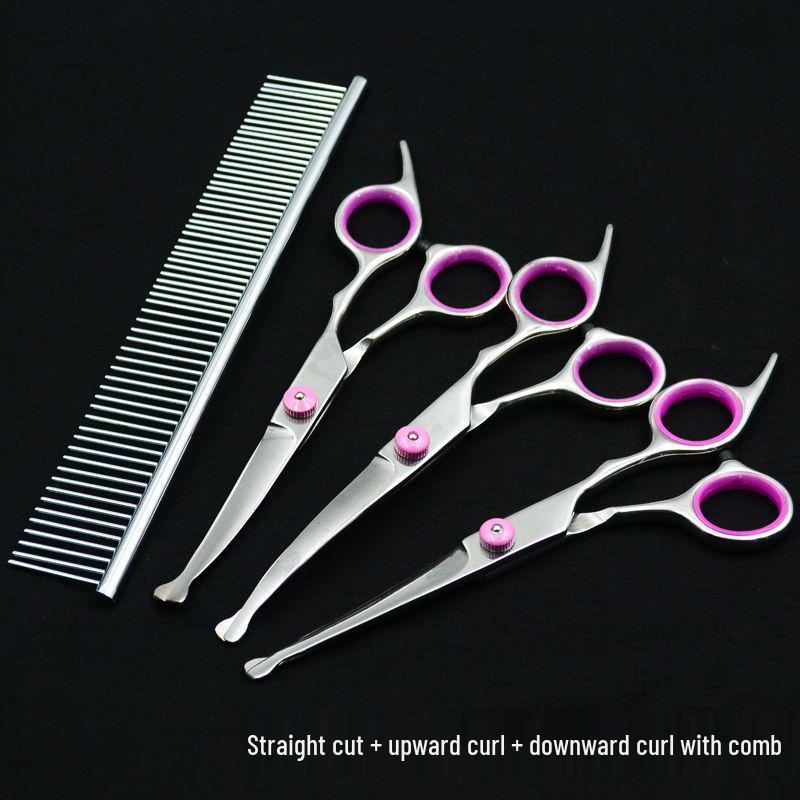 Pet Grooming Curved Scissors Set - Professional Dog Hair Trimming Tool