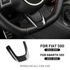 For Fiat 500 Abarth 595 2012 2013 2014 2015 Real Hard Carbon Fiber Steering Wheel Sticker Car Interior Trim Decora Accessories