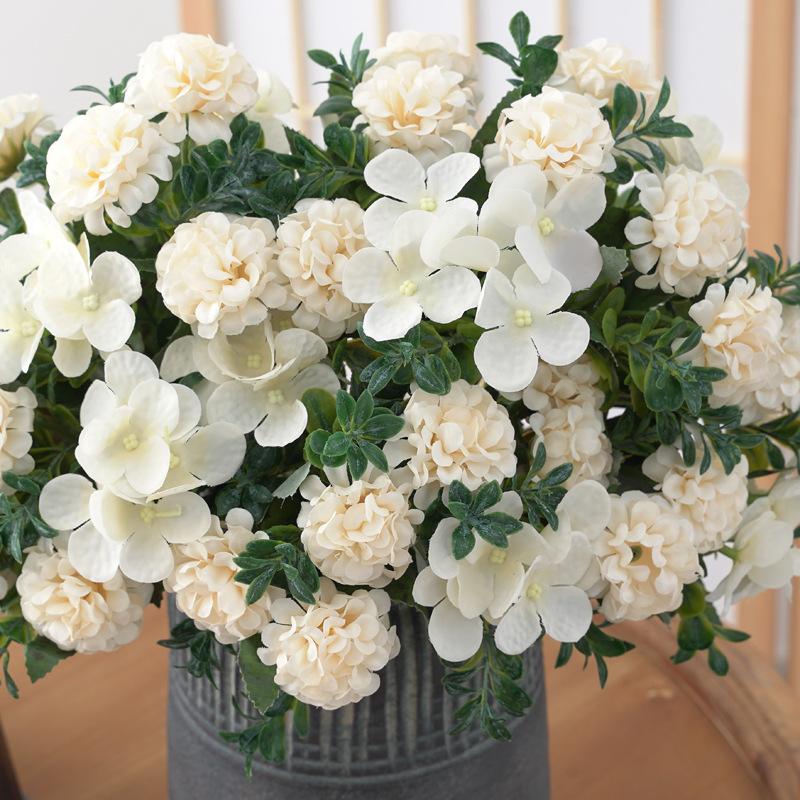 5-pronged Vintage Hydrangea, Silk Flower, Artificial Flower, Green Plant, Wedding Photography, Home Decoration Arrangement