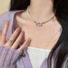 2024 Luxury Bow Heart Pendant Choker for Women - Elegant Evening Clavicle Chain
