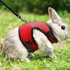 Breathable and stylish pet vest-style harness with adjustable soft strap and elastic leash set, suitable for rabbits and cats