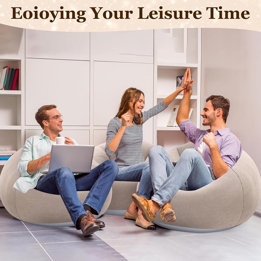 Soybean Bag Chair, Inflatable Sofa Chair, Soft, Comfortable,  Lazy Seat, Tatami Chair, Lazy Sofa, Circular Single Sofa