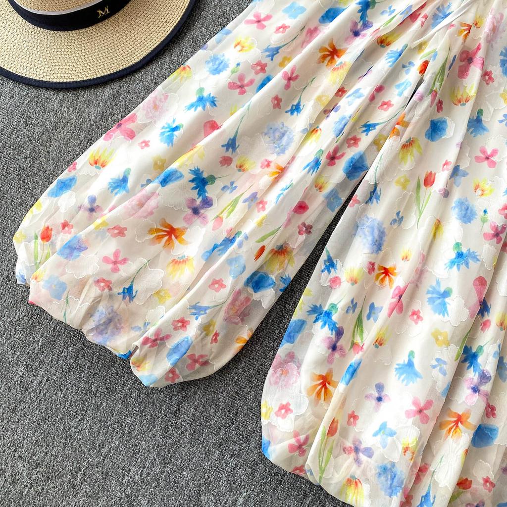 Summer Women Print Lace-up Ankle Length Bud Pants with Pocket