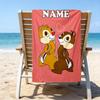 1pc Chip 'n' Dale1 Beach Towel with Custom Name, Beach/Swimming/Bath/Picnic/Camping Towel, Suitable for Seaside Beaches