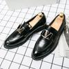 Foreign Trade Red Men's Leather Shoes 47 Business Korean Version Dress Casual Single Shoes Large Size Metal Buckle Wedding Men's Shoes 48