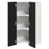 Hanging Corner Cabinet with Door Black Oak and White 57 x 57 x 100 cm