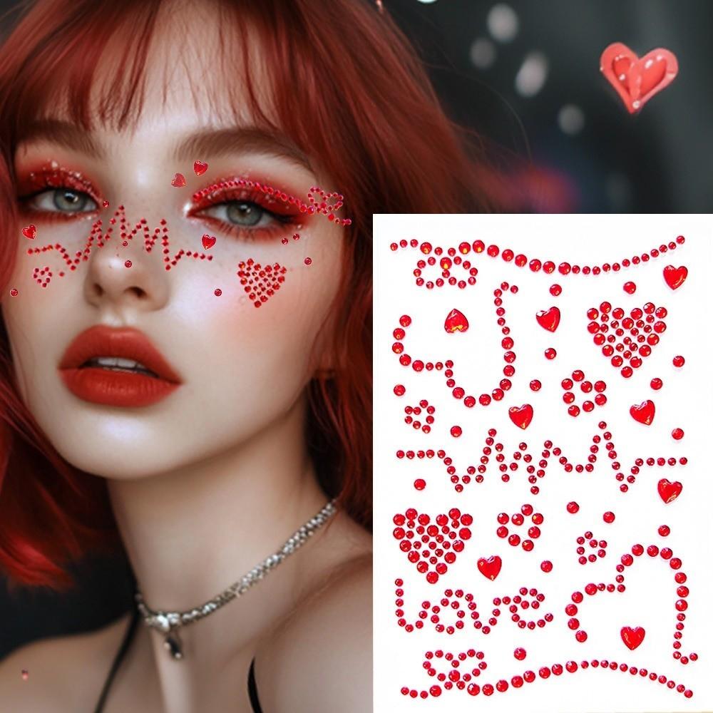 Sparkling Face Temporary Tattoos Rhinestone Face Tattoo Sticker Photocard Sticker Men Women
