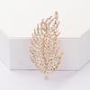 Metallic Rhinestone Leaf Pin Temperament Plain Minimalist Brooches Retro Resin Material Feather Bohemian Chest AccessoriesSimple Jewelry