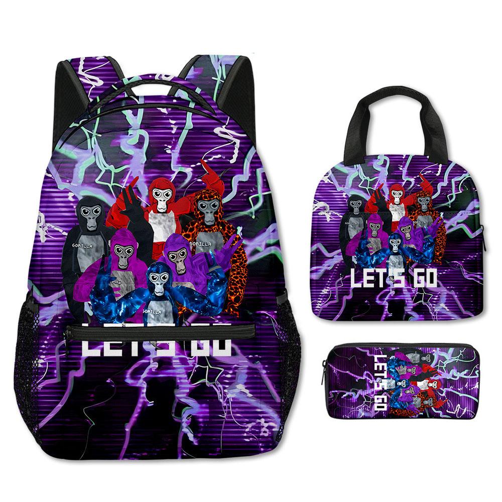 Fashion Novelty Cool Novelty Gorilla tag 3D Print 3pcs/Set Student School Bags Laptop Backpack Crossbody Lunch bag Pencil Case