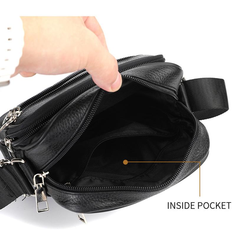 Letnia Nowa Męska Torba na Ramię z Prawdziwej Skóry, Torba Crossbody z Skóry Licowej, Modna Biznesowa Wielofunkcyjna Torba Kurierska z Klapą