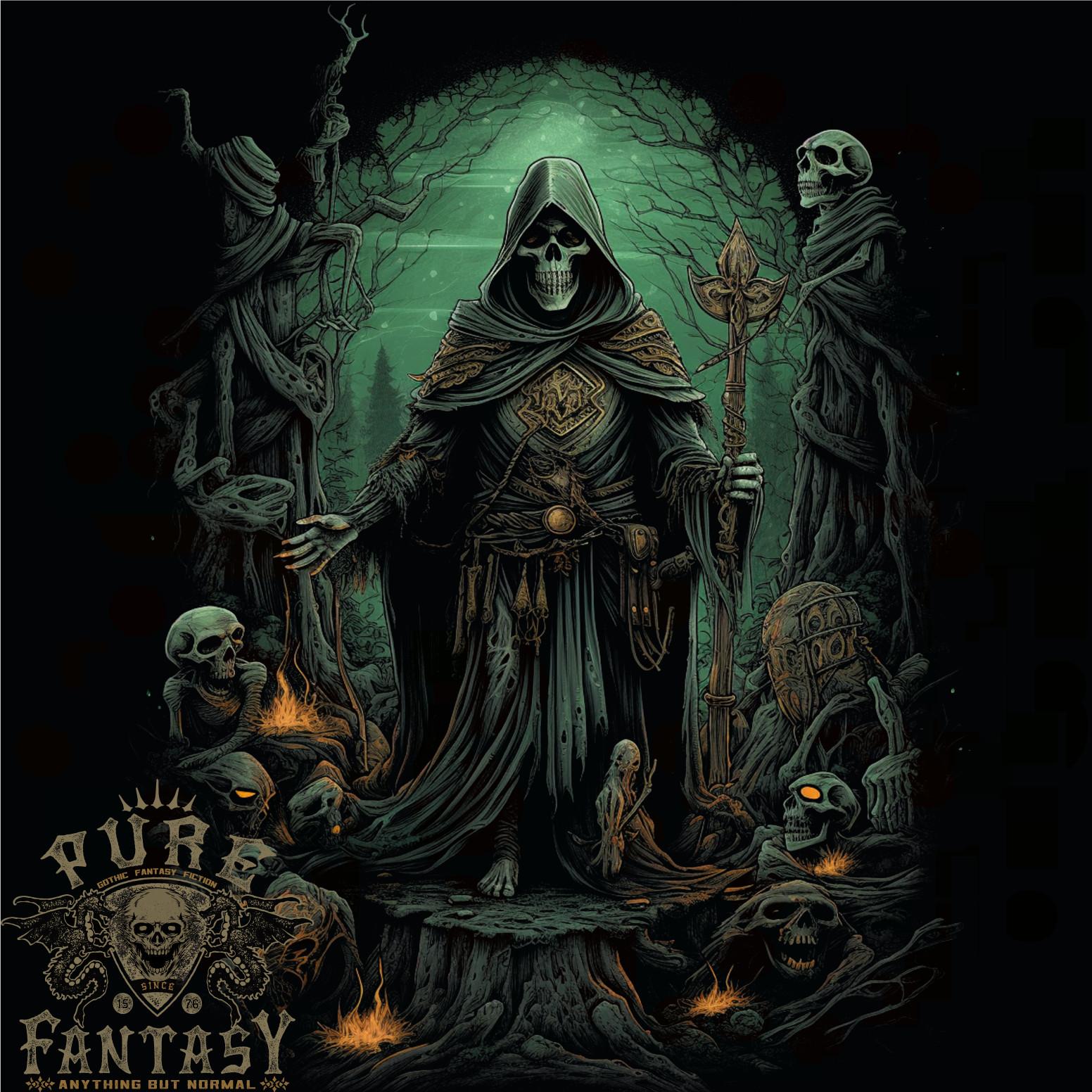 26 Grim Reaper Surrounded by Skulls Mens T-Shirt 100% Cotton Unisex T-Shirt XXL