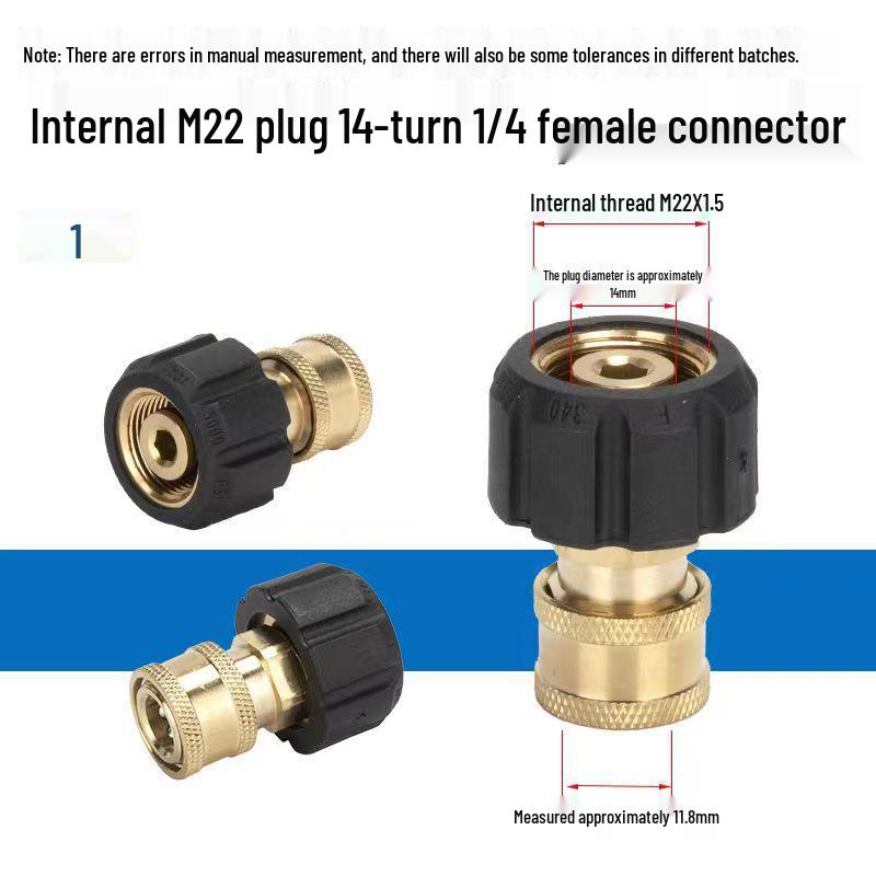 High-Pressure Water Spray Gun & Hose Fittings with M22-1/4 and M22-3/8 Quick Connect
