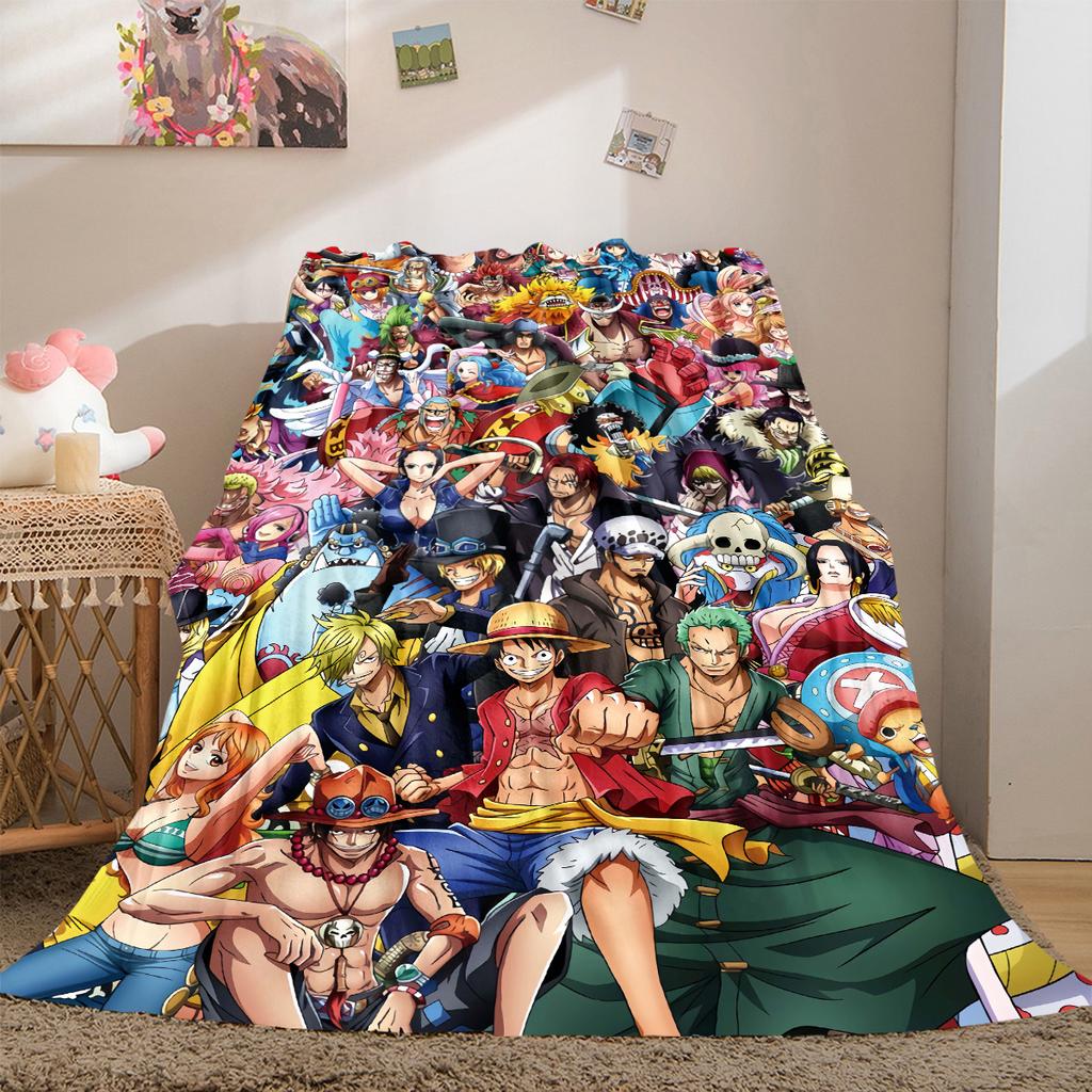 Anime One Piece Luxury Flannel Lightweight Blanket Home Decor Sofa Bed Travel Cover Family Gift LXR131