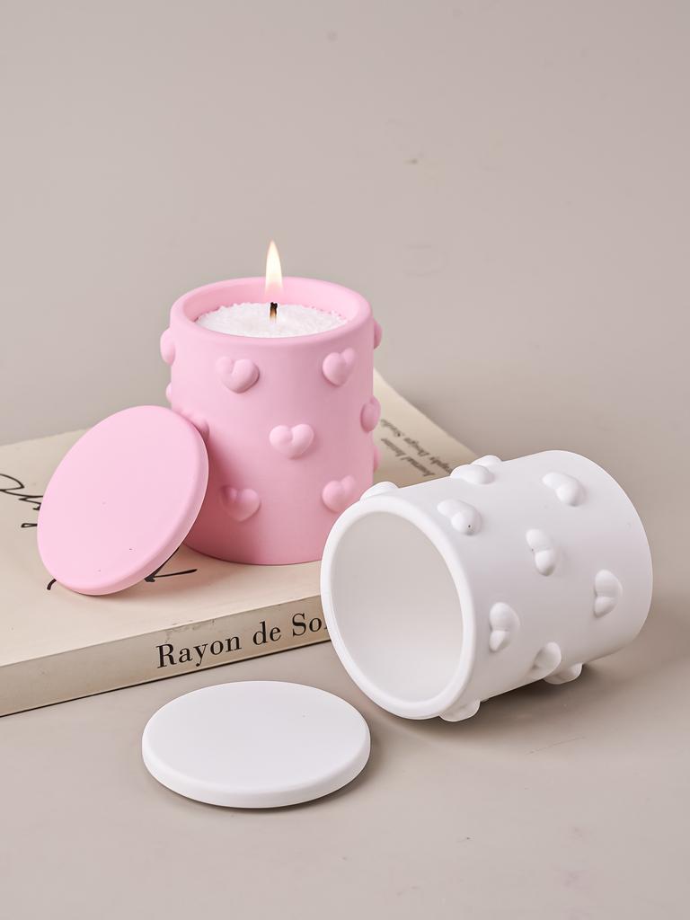 DIY Jewelry Storage Box With Lid Silicone Mold Handmade Heart Candle Cup Aroma Jar Gypsum Resin Molds Home Decor Craft Tools