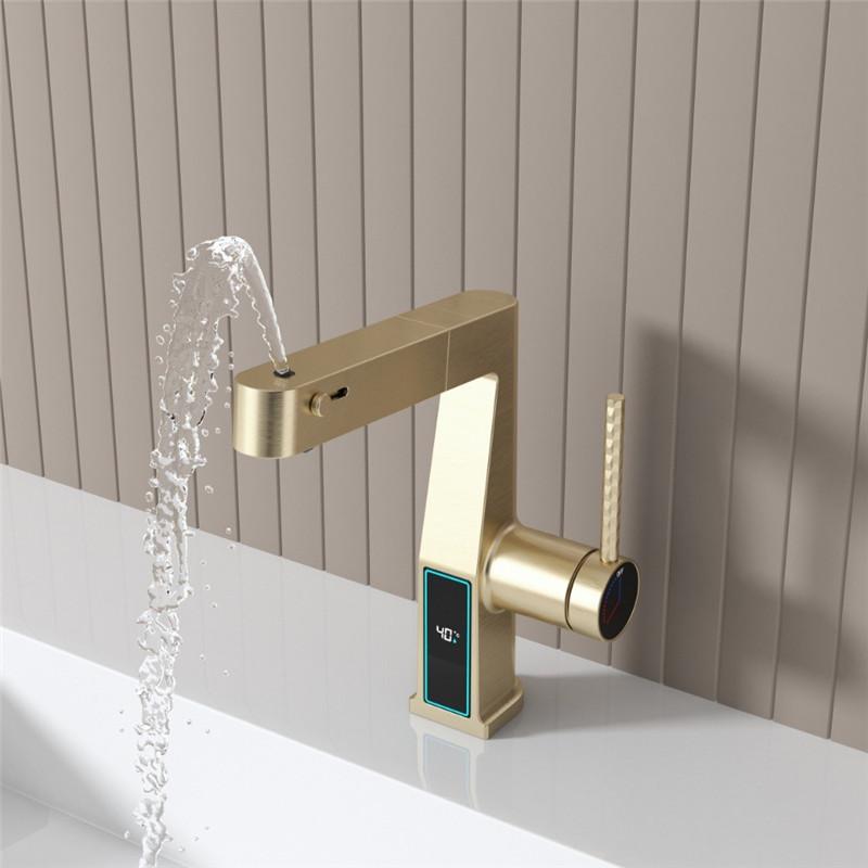 Brushed Gold Bathroom Faucet with shower Head Basin Faucet Black sink tap Hot and Cold Chrome Grey Basin Tap Brass Material
