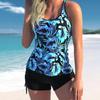 Women Sexy Large Size Floral Print Swimsuit Female Summer Two Piece Tankini Set Fashion Monokini Beachwear Bath Suit